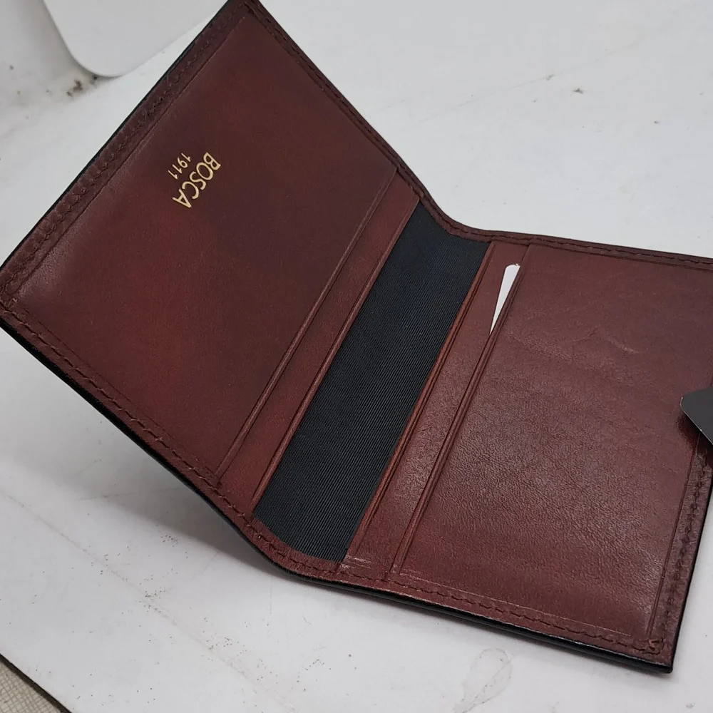 Mens Bosca Leather Card Holder - Rich Brown